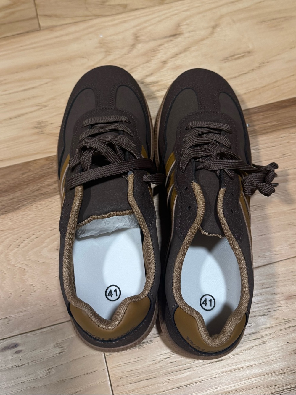 Brown Women's Lace-Up Sneakers with Tan Accents NWT